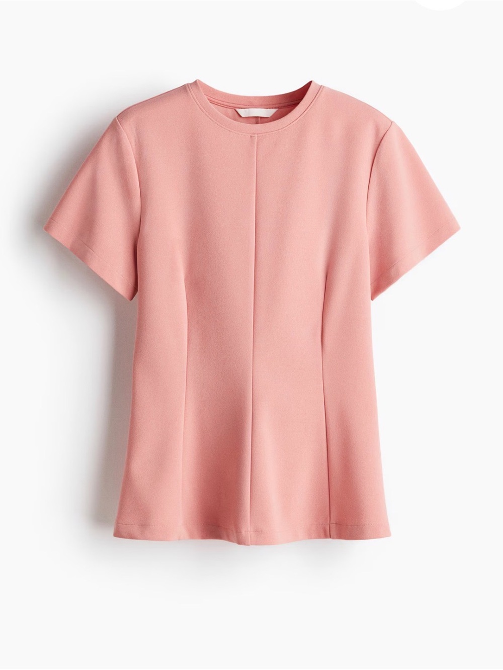 H&M Classic Crewneck Short-Sleeve Top - Coral Pink